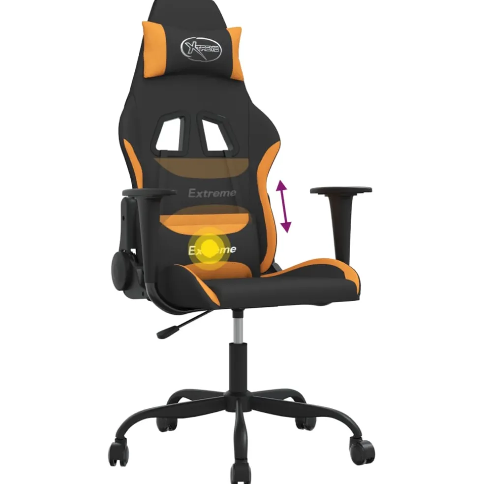 vidaXL Massage gamestoel stof zwart en oranje
