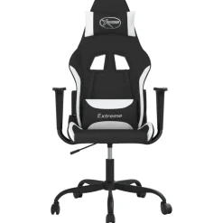vidaXL Massage gamestoel stof zwart en wit