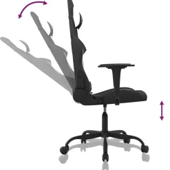 vidaXL Massage gamestoel stof zwart en wit