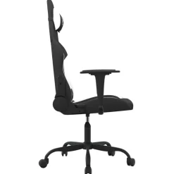 vidaXL Massage gamestoel stof zwart en wit