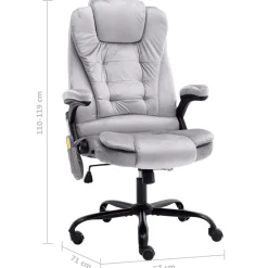 vidaXL Massagekantoorstoel fluweel lichtgrijs