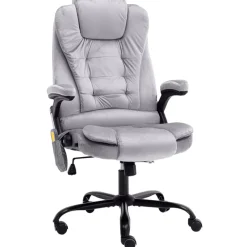 vidaXL Massagekantoorstoel fluweel lichtgrijs