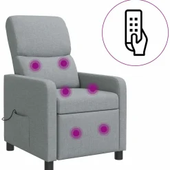 vidaXL Massage Recliner Lichtgrijs Polyester
