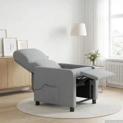 vidaXL Massage Recliner Lichtgrijs Polyester