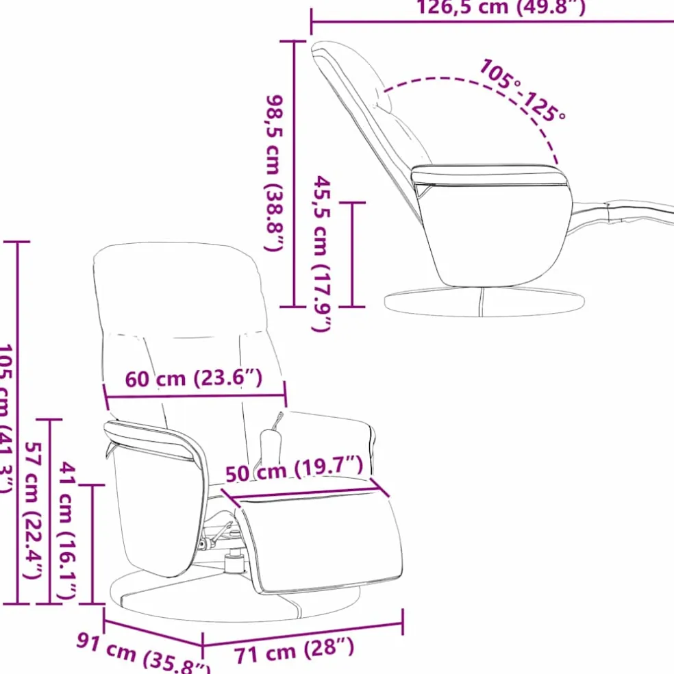 vidaXL Massage Recliner Stoel Zwart 91 x 71 x 105 cm Fluweel