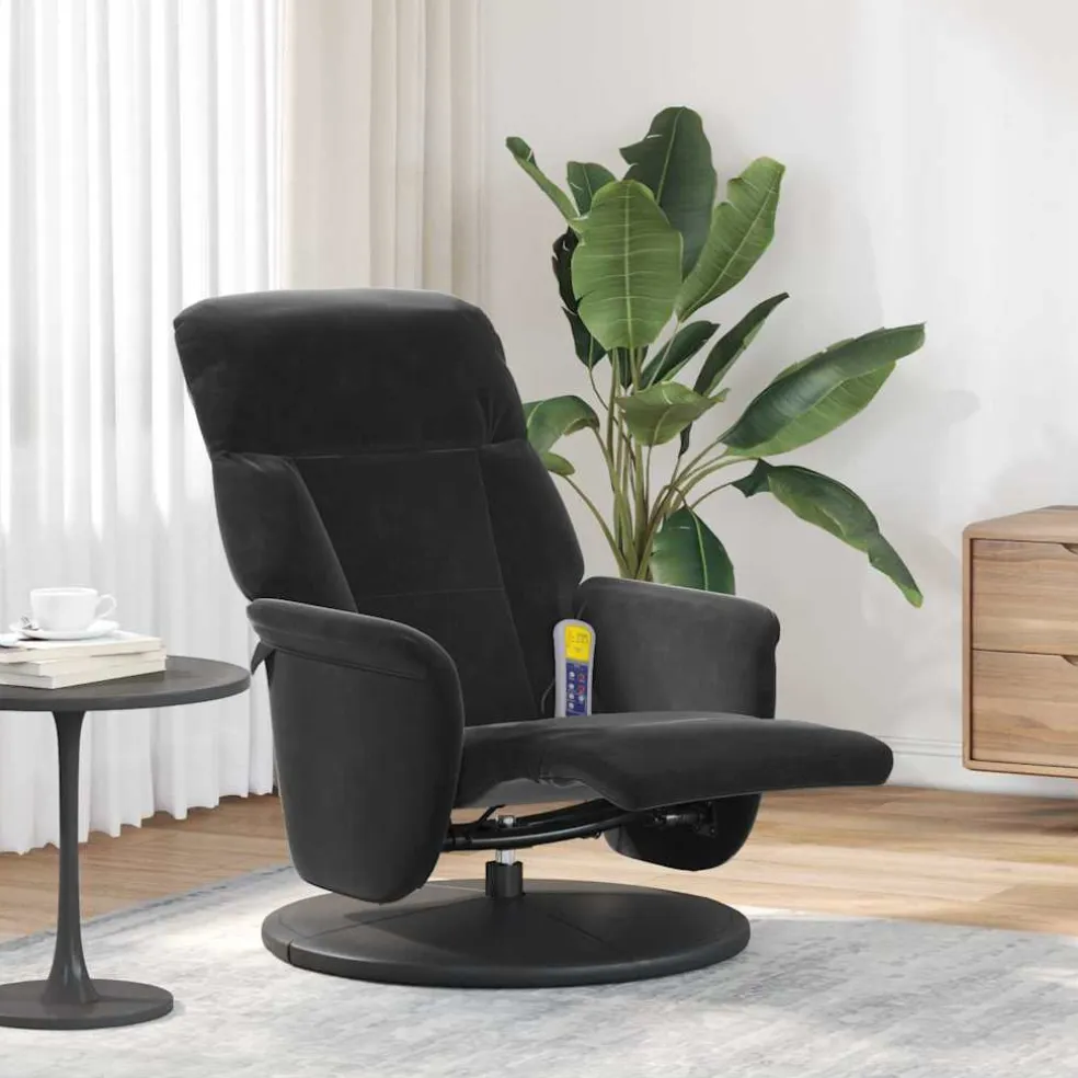 vidaXL Massage Recliner Stoel Zwart 91 x 71 x 105 cm Fluweel