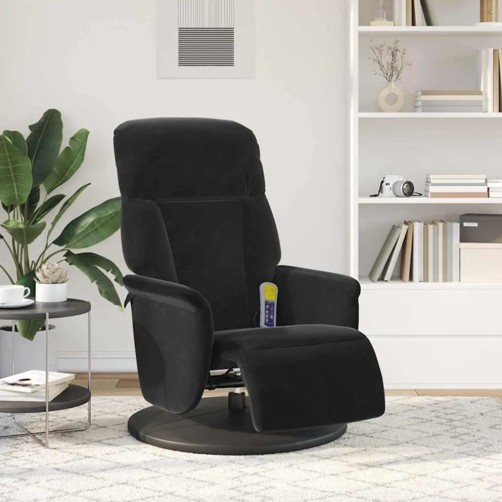 vidaXL Massage Recliner Stoel Zwart 91 x 71 x 105 cm Fluweel