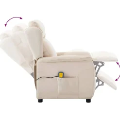 vidaXL Massagestoel Crème 93.5 x 67.5 x 101.5 cm Stof
