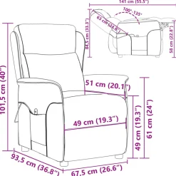 vidaXL Massagestoel Crème 93.5 x 67.5 x 101.5 cm Stof