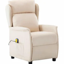 vidaXL Massagestoel Crème 93.5 x 67.5 x 101.5 cm Stof