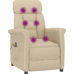 vidaXL Massagestoel Crème 96.5 x 70.5 x 95 cm Microvezel