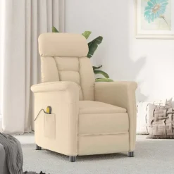 vidaXL Massagestoel Crème 96.5 x 70.5 x 95 cm Microvezel