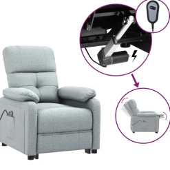 vidaXL Massagestoel elektrisch stof lichtgrijs