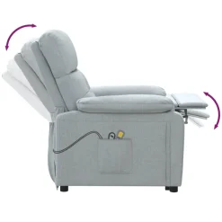 vidaXL Massagestoel elektrisch stof lichtgrijs