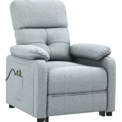 vidaXL Massagestoel elektrisch stof lichtgrijs