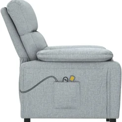 vidaXL Massagestoel elektrisch stof lichtgrijs
