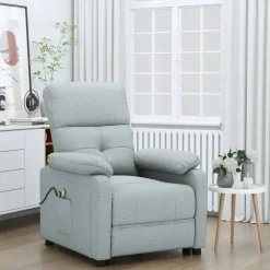 vidaXL Massagestoel elektrisch stof lichtgrijs
