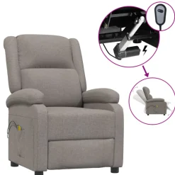 vidaXL Massagestoel elektrisch stof taupe
