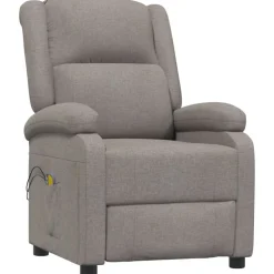 vidaXL Massagestoel elektrisch stof taupe