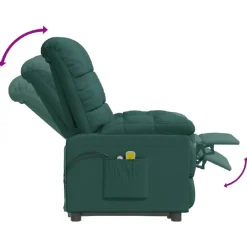 vidaXL Massagestoel elektrisch verstelbaar stof donkergroen