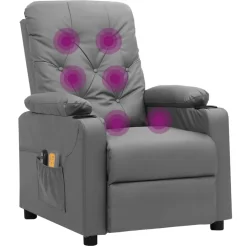vidaXL Massagestoel elektrisch kunstleer grijs