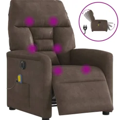 vidaXL Massagestoel elektrisch verstelbaar microvezelstof bruin