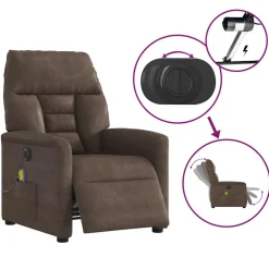 vidaXL Massagestoel elektrisch verstelbaar microvezelstof bruin