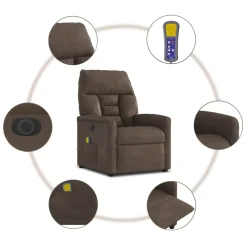 vidaXL Massagestoel elektrisch verstelbaar microvezelstof bruin