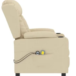 vidaXL Massagestoel elektrisch stof crèmekleurig