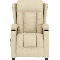 vidaXL Massagestoel elektrisch stof crèmekleurig