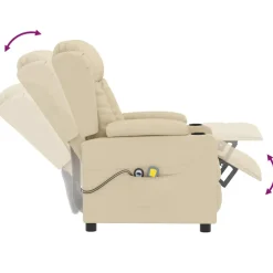 vidaXL Massagestoel elektrisch stof crèmekleurig