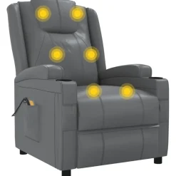 vidaXL Massagestoel elektrisch kunstleer antracietkleurig