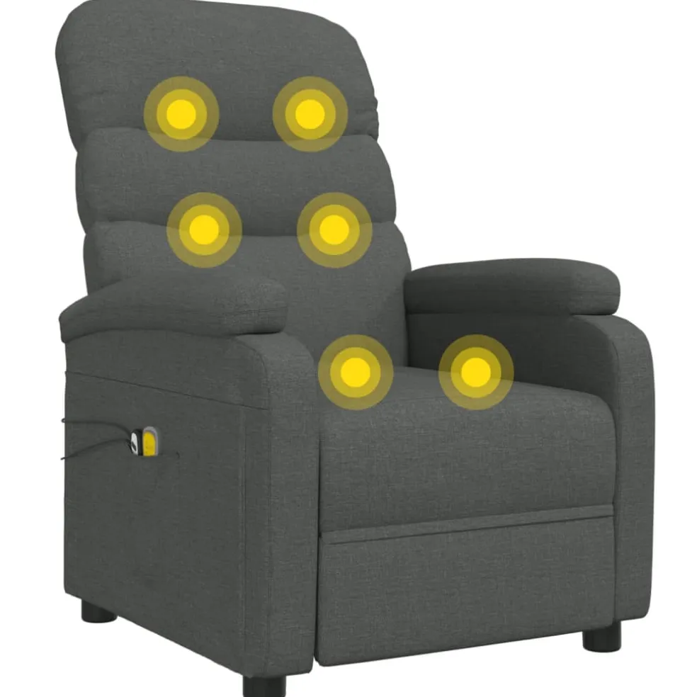 vidaXL Massagestoel elektrisch stof donkergrijs