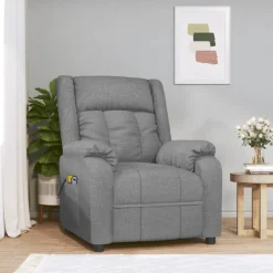 vidaXL Massagestoel elektrisch stof lichtgrijs