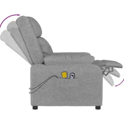 vidaXL Massagestoel elektrisch stof lichtgrijs