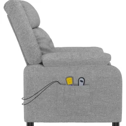 vidaXL Massagestoel elektrisch stof lichtgrijs