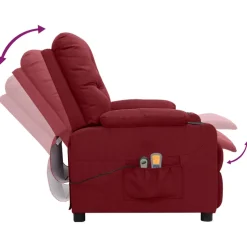 vidaXL Massagestoel elektrisch stof wijnrood