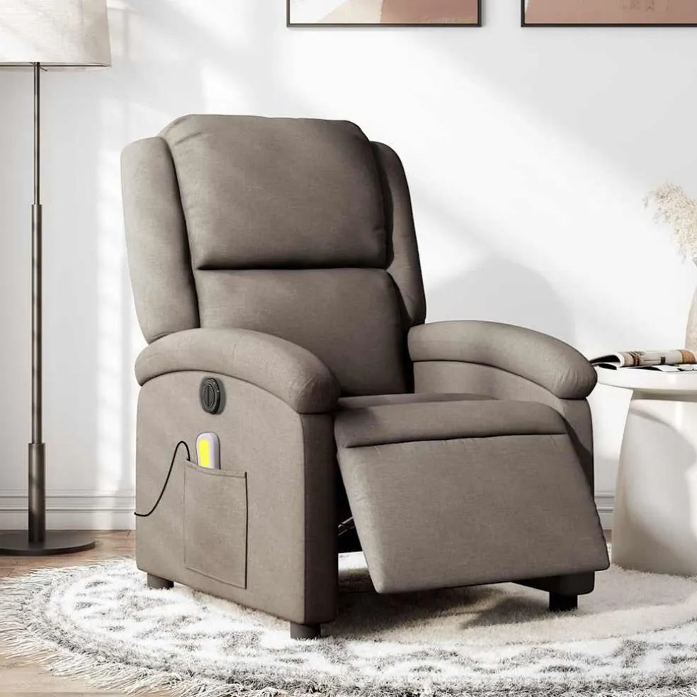 vidaXL Massagestoel elektrisch verstelbaar stof taupe