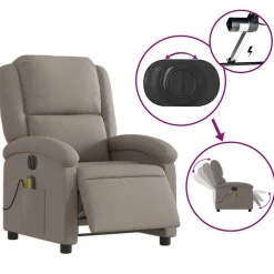vidaXL Massagestoel elektrisch verstelbaar stof taupe