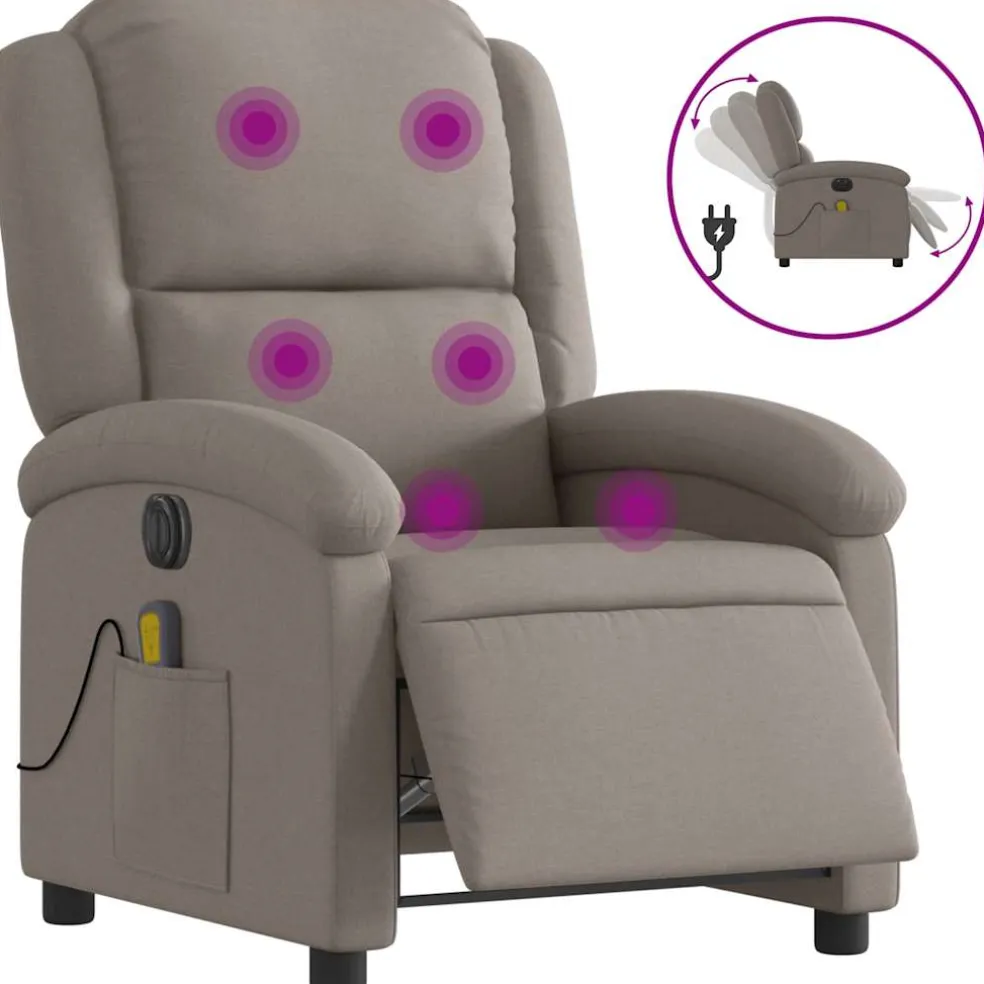 vidaXL Massagestoel elektrisch verstelbaar stof taupe