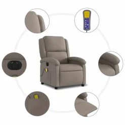 vidaXL Massagestoel elektrisch verstelbaar stof taupe