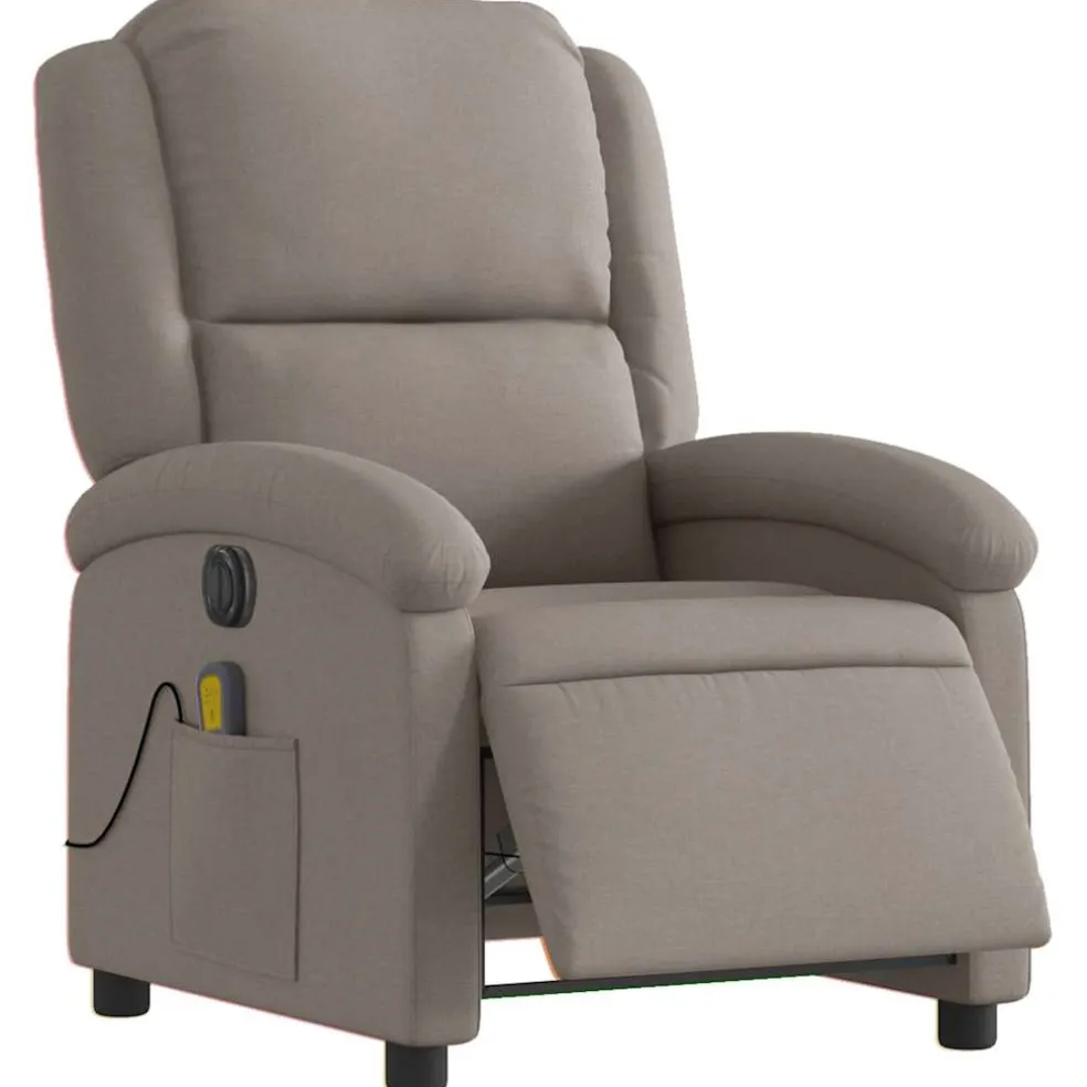 vidaXL Massagestoel elektrisch verstelbaar stof taupe