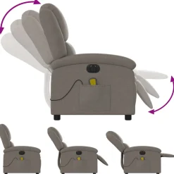 vidaXL Massagestoel elektrisch verstelbaar stof taupe