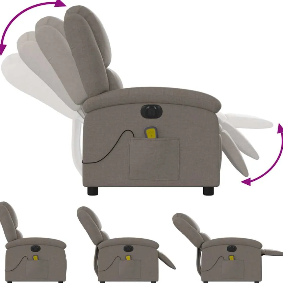vidaXL Massagestoel elektrisch verstelbaar stof taupe