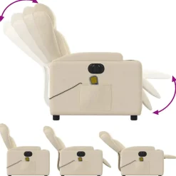 vidaXL Massagestoel elektrisch verstelbaar stof crèmekleurig