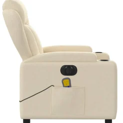 vidaXL Massagestoel elektrisch verstelbaar stof crèmekleurig