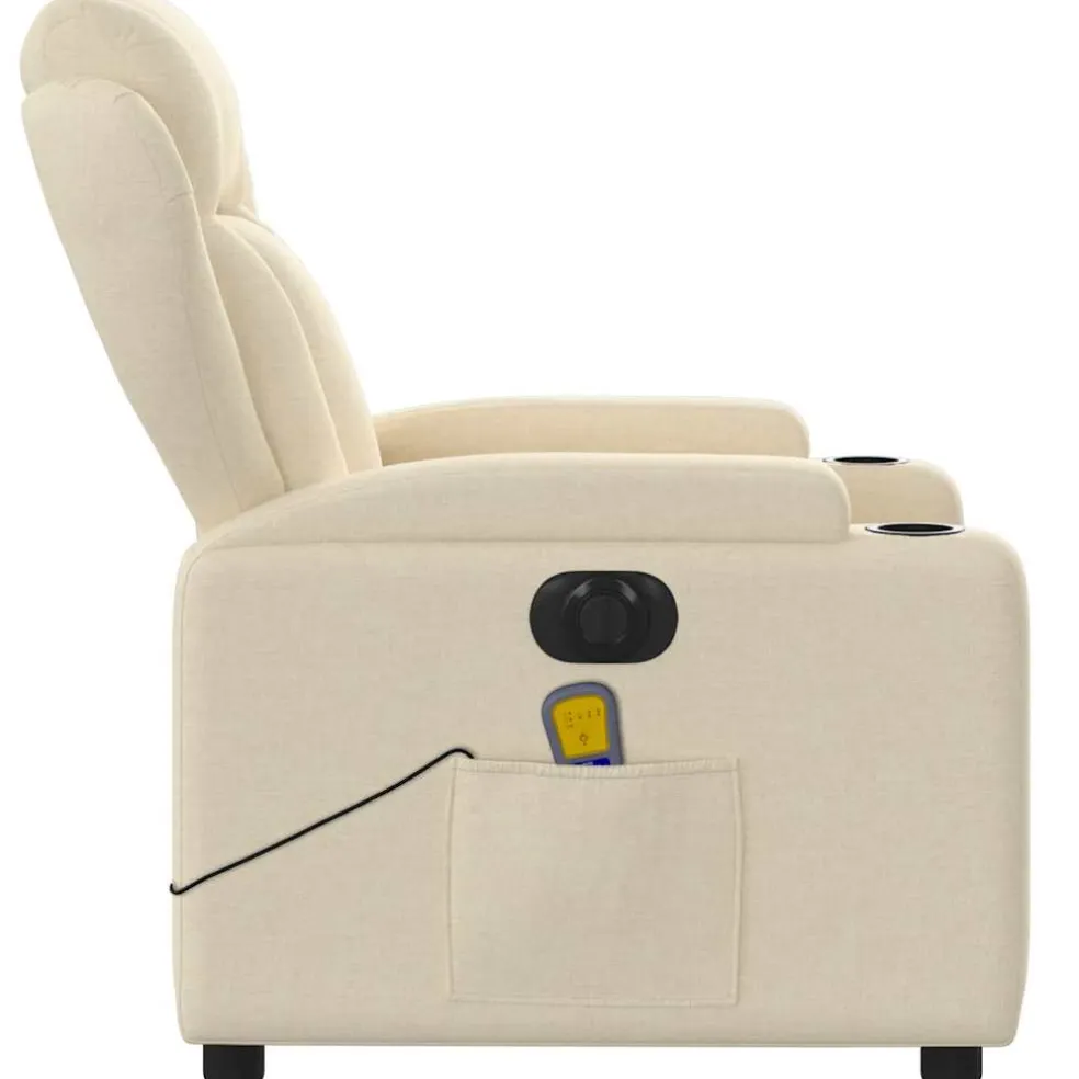 vidaXL Massagestoel elektrisch verstelbaar stof crèmekleurig