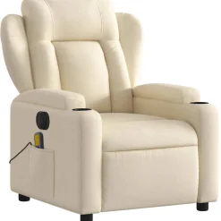 vidaXL Massagestoel elektrisch verstelbaar stof crèmekleurig