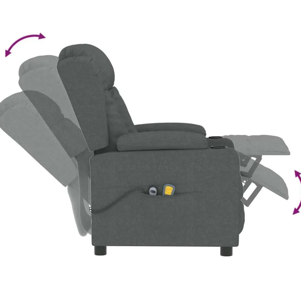 vidaXL Massagestoel elektrisch stof donkergrijs