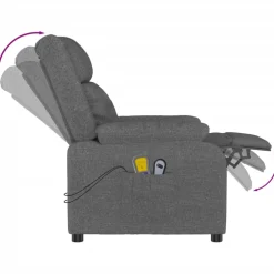 vidaXL Massagestoel elektrisch stof donkergrijs